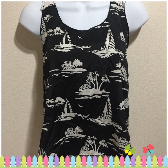 Vintage Havana Other - VINTAGE HAVANA Black Sailboat Tank Knitted Backing